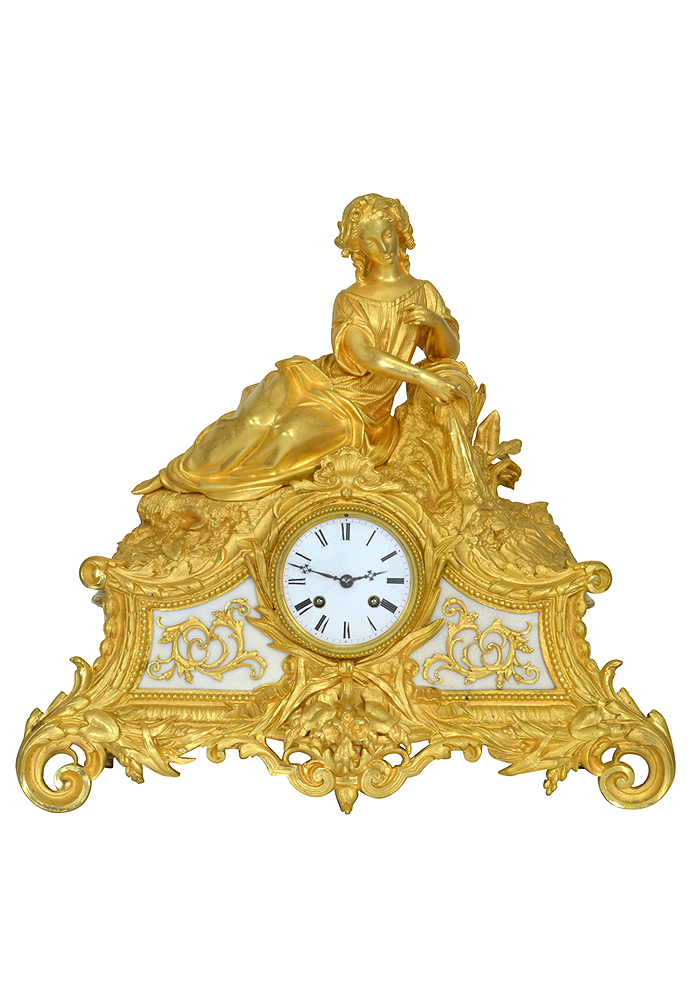 Clock In Gilt Bronze Aquatic Nymph Clock Prestige