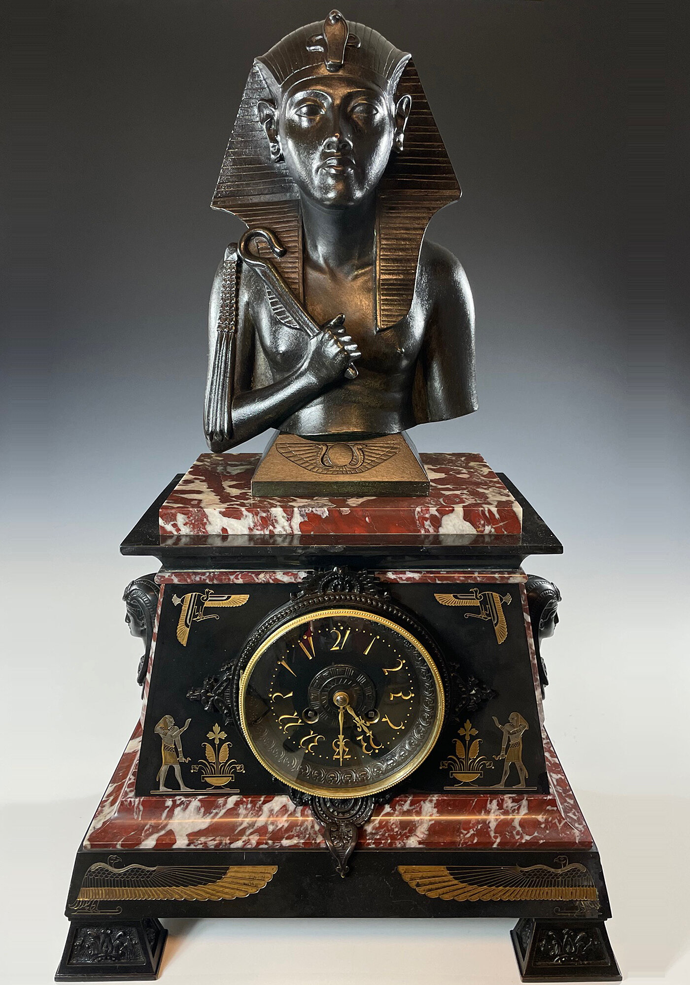 Pendule Retour d’Egypte Toutânkhamon Bronzier VIRLET 1908 (2)