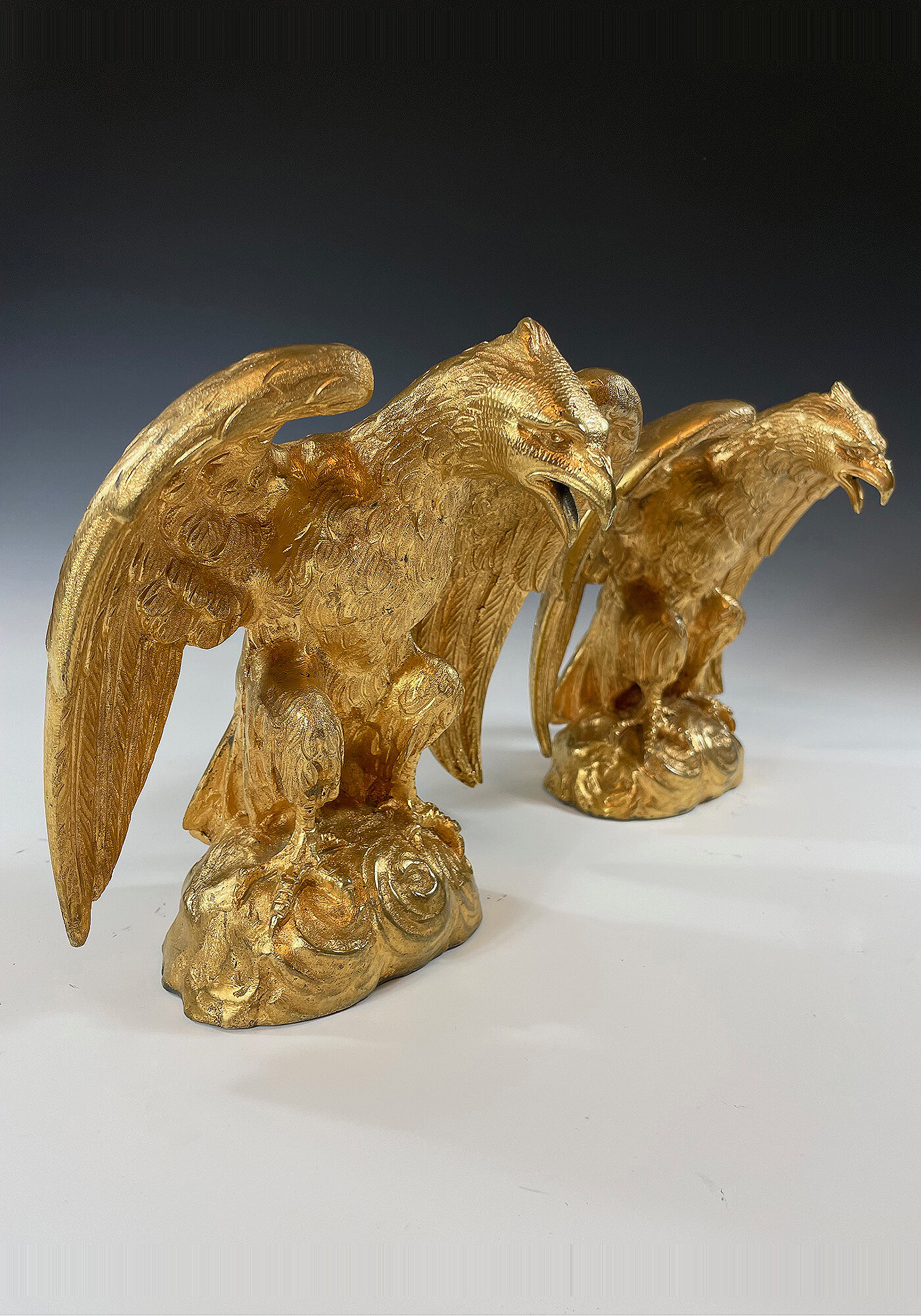 Sculpture paire d’aigles en bronze doré Napoléon III (1)