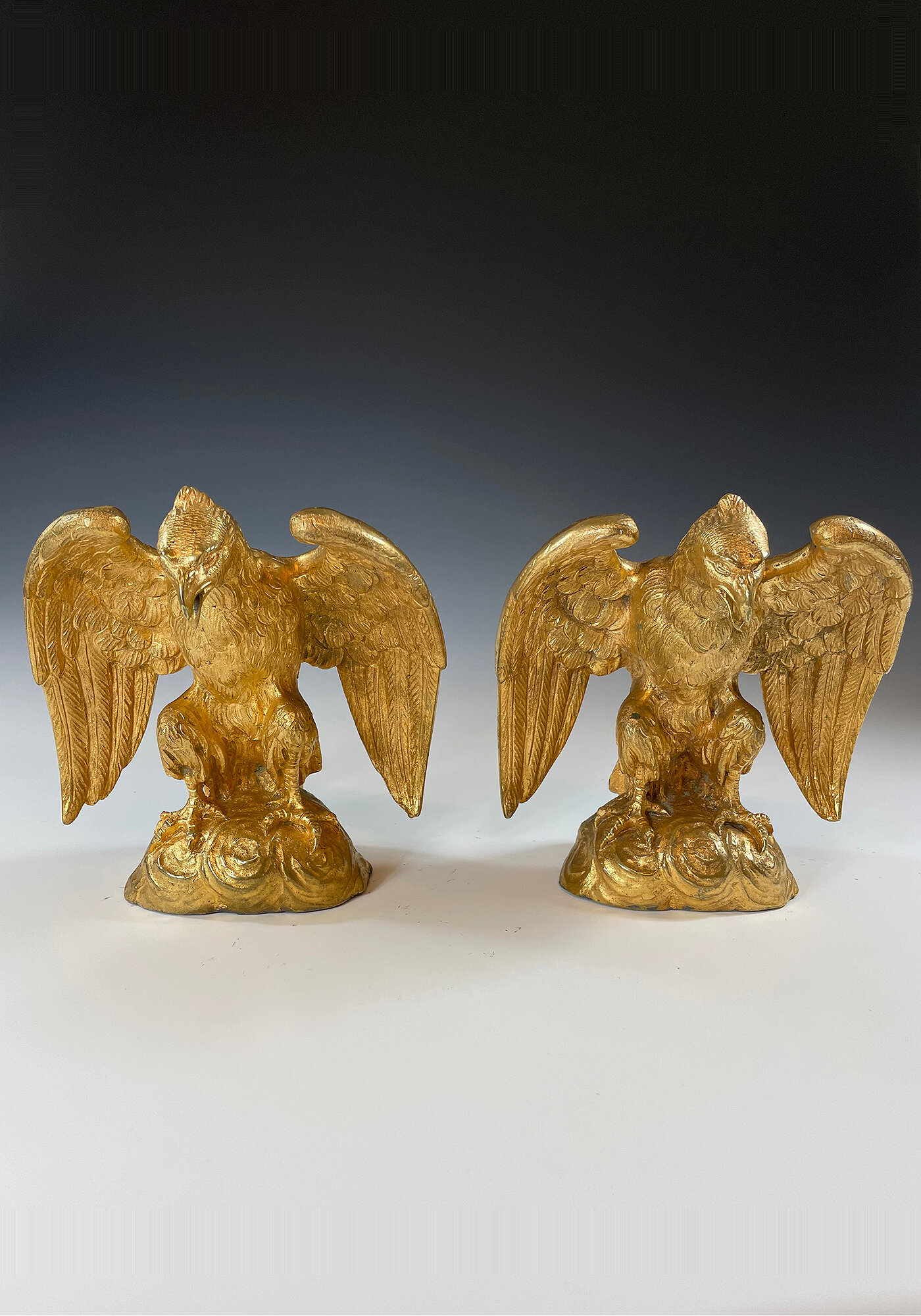Sculpture paire d’aigles en bronze doré Napoléon III (2)