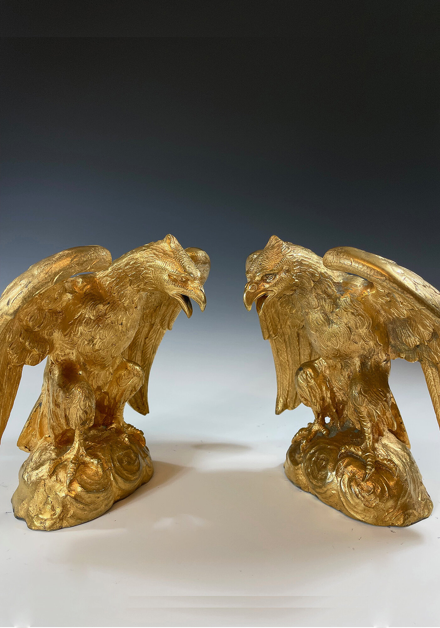 Sculpture paire d’aigles en bronze doré Napoléon III (4)