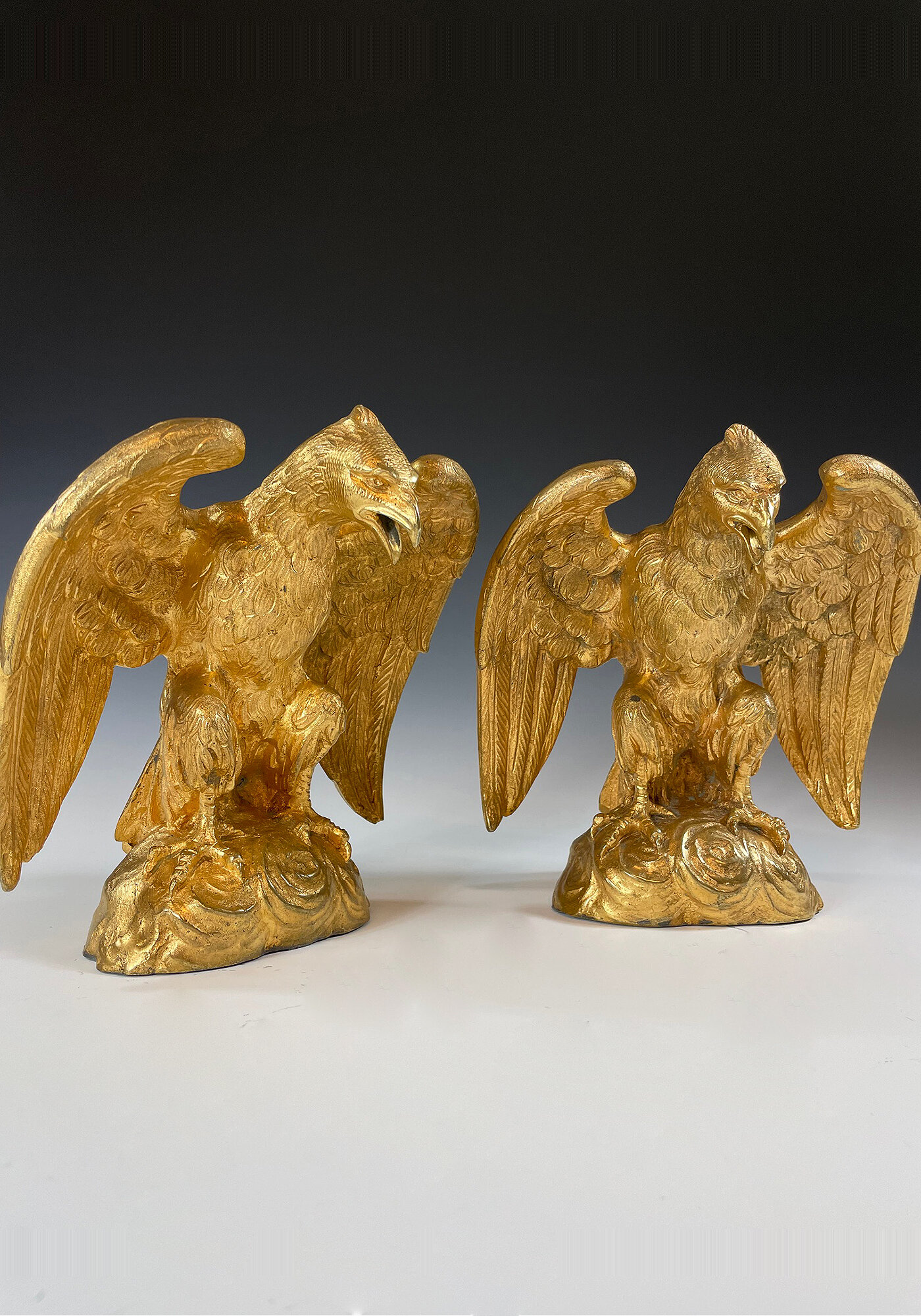 Sculpture paire d’aigles en bronze doré Napoléon III (7)