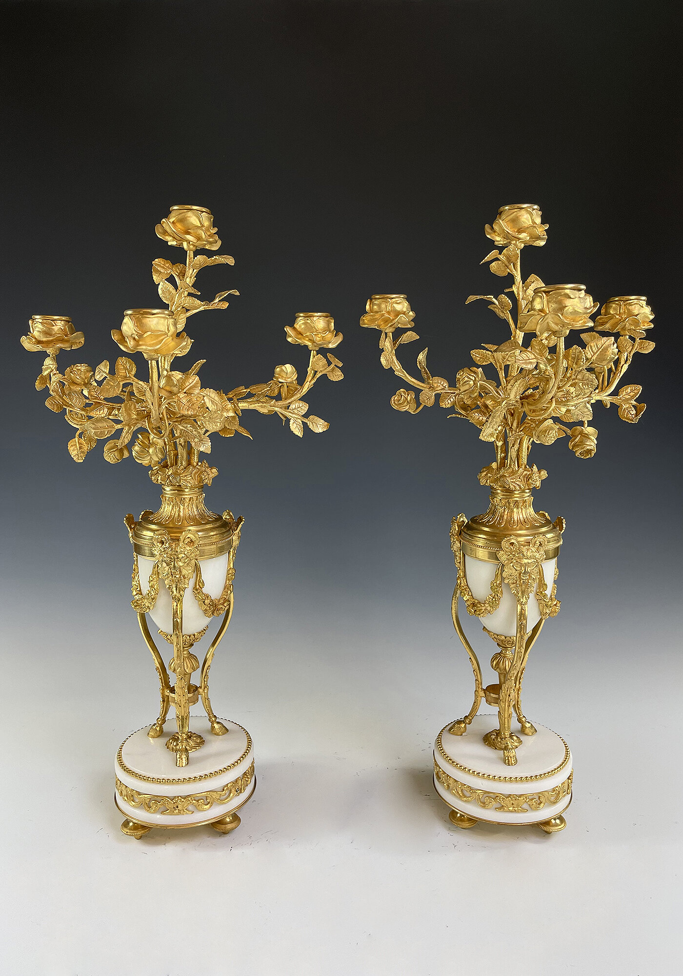 paire de chandelier fleurie bronze (4)