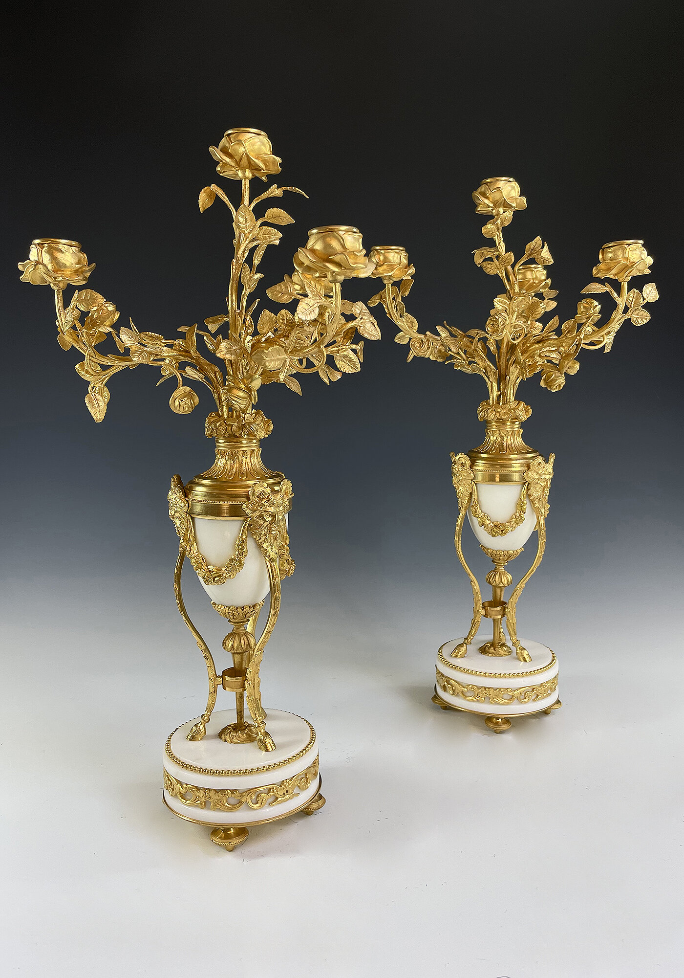 paire de chandelier fleurie bronze (6)