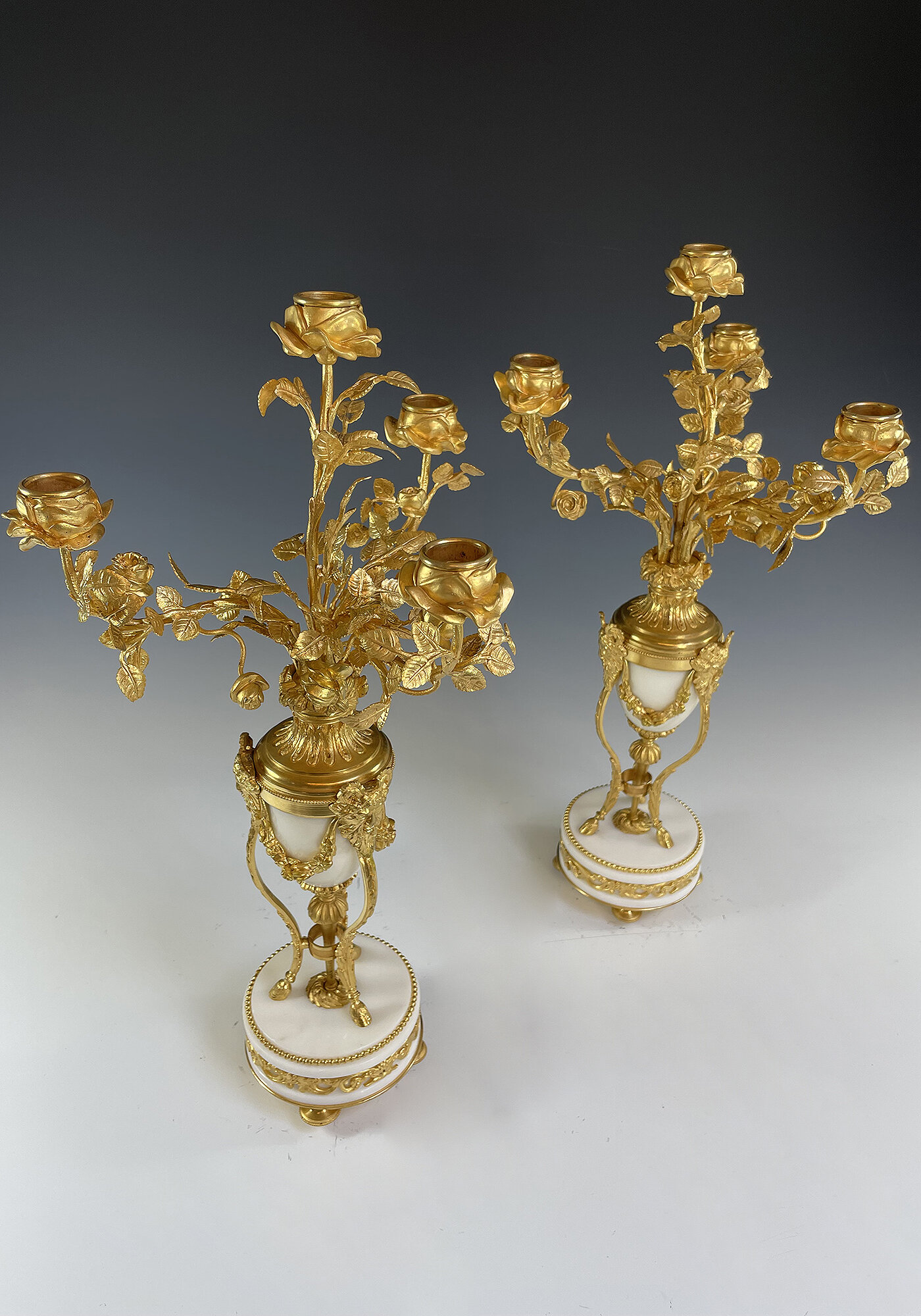 paire de chandelier fleurie bronze (7)